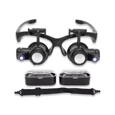 10X 15X 20X 25X Eye Jewelry Watch Repair Magnifier Glasses With 2LED Lights Loupe Microscope - Auto Key Store