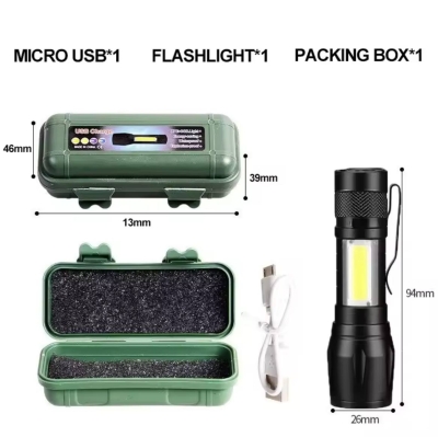 High Power Mini Flashlight Rechargeable USB Zoomable Torch COB+XPE Waterproof Outdoor Light - 1