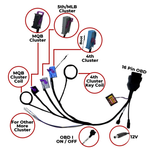 MQB 4th Gen Dashboard Instrument Power On Cable Cluster Test Platform Key Learning for VW Jetta MK7, Virtual, Audi A6 A8 A4 - Volkswagen