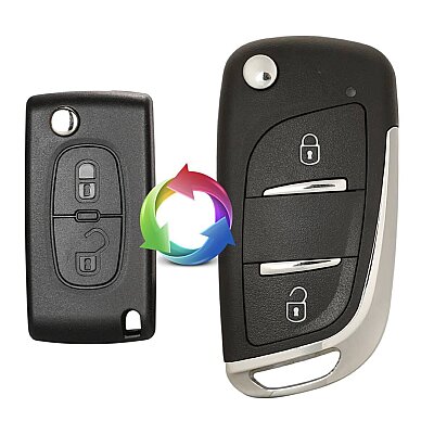 Peugeot 2Btn Modified Flip Key Shell (with Battery Holder) - Peugeot