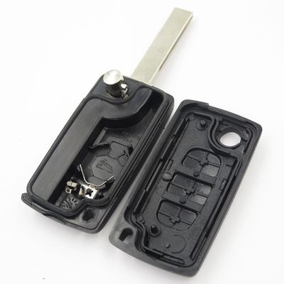 Peugeot 3 Buttons Flip key shell with battery holder - 3