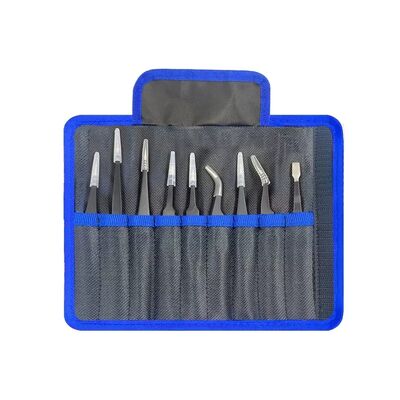 Stainless Steel Tweezers Repair Tools Set 9PCs - 1