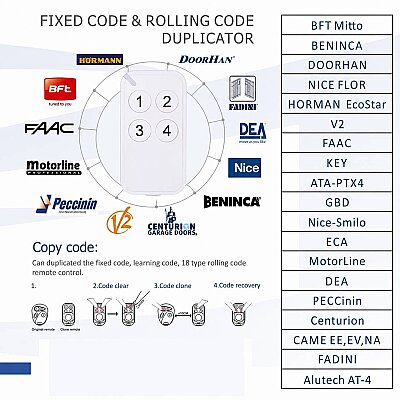 Universal Fixed Code & Rolling Code Remote Duplicator 433MHz - AKS