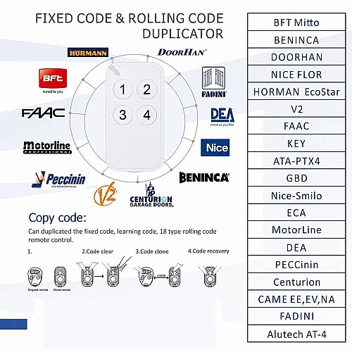 Universal Fixed Code & Rolling Code Remote Duplicator 433MHz - 1